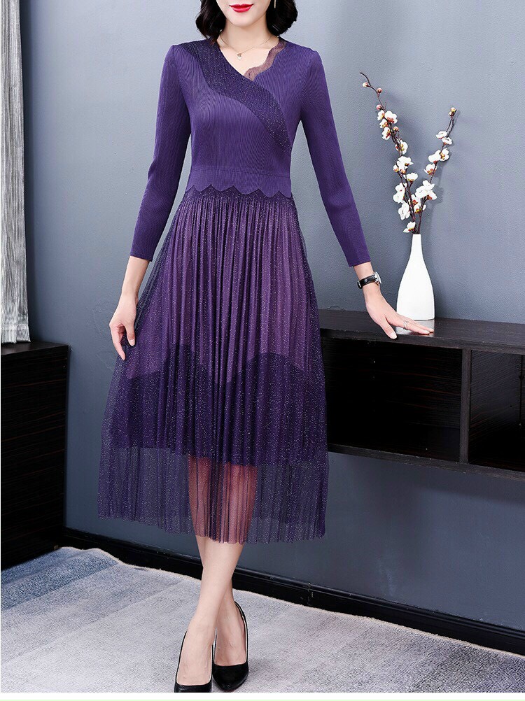 Đầm Dập LY Chân L ưới Kim Tuyến - HN918